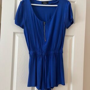 Lulus size small royal blue short sleeve zip front romper